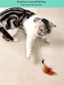 1个免手持逗猫棒，带羽毛，悬挂式逗猫玩具，可供猫咪自娱自乐 - 查看 3