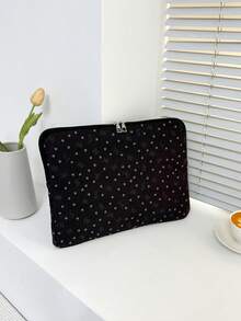 Solid Color Minimalist Luxury Laptop Sleeve, Multi-Size Notebook Tablet Carrying Case Laptop Case Laptop Bag Computer Case For Women Computer Bag Portable Laptop Cover Travel Essentials - Hitam - View 9