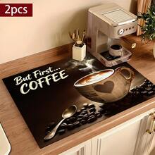 1pc Love Flower Coffee Theme Style Coffee Machine Mats, Dish Mats, Tableware Mats, Table Mats, Especially Suitable For Coffee Machines And Coffee Pots, Bar Mats, Bar Accessories, Very Suitable For Kitchen Use. - Multicolor - View 15