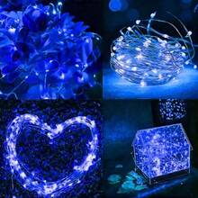1 pieza Luces LED de hadas de alambre de cobre con batería, de 3 metros/5 m/10 m, con tema de cielo estrellado, adecuadas para decoración de dormitorio, decoración de fiestas, decoración de bodas, ideal para decoración interior, decoración de cortinas, decoración de árboles en jardines exteriores - Alambre de cobre# - Ver 10