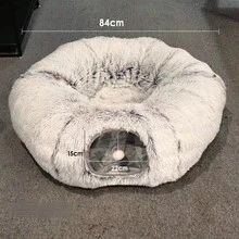 Lettino circolare pieghevole e morbido per gatti, resistente ai graffi e durevole, in colore grigio, con cuscino, comodo e confortevole per gatti da interni - Multicolore - Visualizzare 6