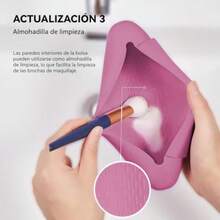 Estuche para Brochas de Maquillaje de SiliconaSoporte para Brochas de Maquillaje Magnético Cierre Magnético Mejorado Soporte de viaje Portátil Impermeable para Brochas - Morado - Ver 5