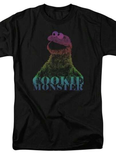 Camiseta con estampado de semitono CM Hombre Clásica con licencia de la serie de TV Cookie Monster