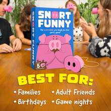 SNORT Funny Party Game – The Oinkredible You Laugh You Lose Party Game, Hilarious Interactive Fun With 5 Pig Snouts & 150 Game Cards, Perfect For Large Groups, Family Parties & Friends Gatherings - 淺藍色 - 查看 3