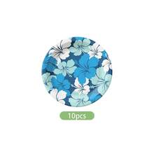 10/30/60入 混色扶桑花一次性紙盤 7英吋與9英吋，熱帶夏威夷花卉印花甜點盤，6色可選，適合夏季 Luau 海灘熱帶主題生日泳池派對用品 - 查看 12