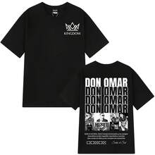 Rapper Don Omar Album Tour 2026 Print T-Shirt Men Women Hip-Hop T-Shirts Short-Sleeved Loose Casual - màu đen - Xem 1