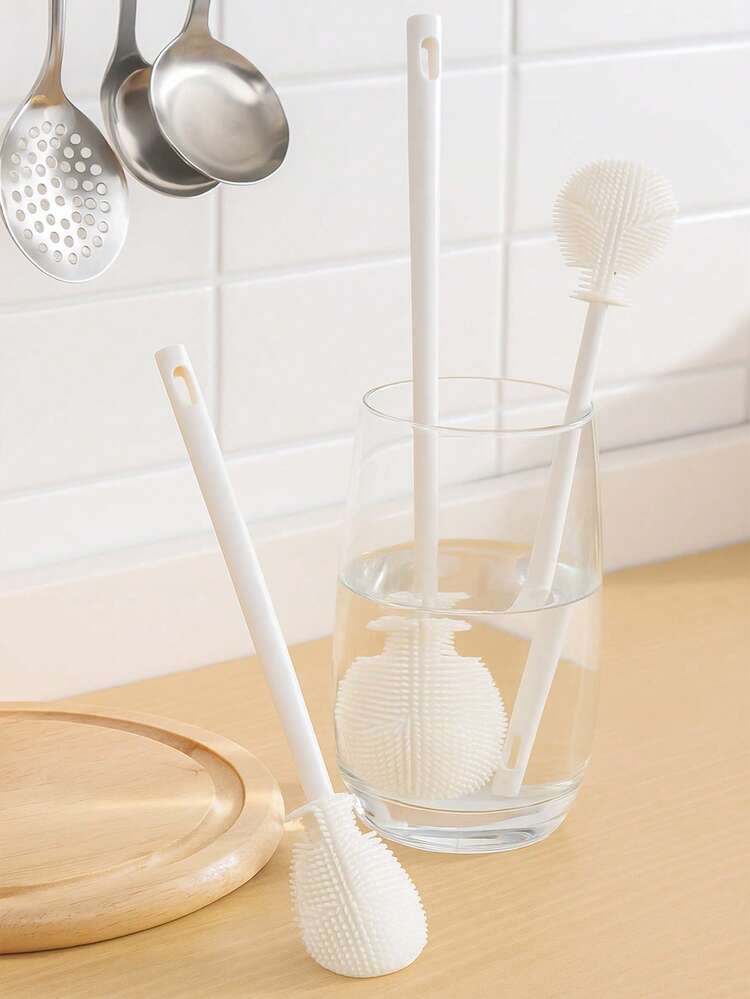 1/5件装硅胶长柄杯子清洁刷，无死角刷头，适用于杯子、瓶子、茶壶、搅拌机，清洁工具，适用于杯子、水杯、水瓶 - 多色 - 查看 5