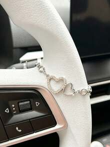 1 pièce Décoration de cœur Chaîne de suspension pour décoration de volant de voiture, accessoire intérieur automobile Pendentif de chaîne, accessoire de décoration pour femmes - A - Voir 5