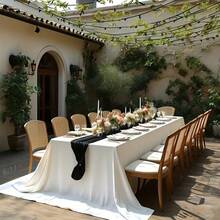 1pc White Satin Tablecloth, 60"X102", Fits 6-8ft Tables, Polyester Fabric, Stain-Resistant & Washable, Suitable For Weddings, Birthdays, Parties, Picnics, Camping, Holidays - 1 Wedding Tablecloth - View 13