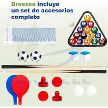 BREEZEE Mesa Multijuegos 4 en 1, Tamaño Portátil, Mesa Futbolito, Mesa de Billar, Mesa de Hockey de Aire y Mesa de Pong, Mesa Multijuegos para Adultos Y Niños con Juegos Intercambiables - 1 - Ver 7