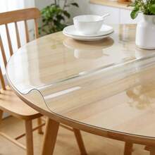 Round Tablecloth, Transparent Soft Glass, Thickened PVC Material, Waterproof And Oil-Proof Protective Cover, No Need To Wash, Easy To Clean, Suitable For Living Room Dining Table, Kitchen Tabletop, Coffee Table And Other High-End Home Decor - Transparent - View 10