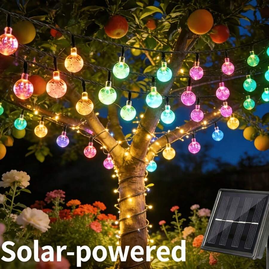 20 LED Bubble Lights Solar Powered String Lights, 5M Length, Outdoor Garden Decor, With Solar Panel & Nickel Technology