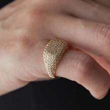 时尚双色交叉圆环情侣戒指，情人节珠宝礼物 - 黃色 - 查看 8