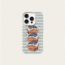 1pc TPU Material Blueberry Cake Stackable Striped Pattern Phone Case Compatible With Iphone 17 Pro Max/17/16 Pro Max/15/13/12/11, S20 FE/A15/S24/A55, Note 11/Note 12/Note 13 Pro, Full Coverage Anti-Drop Soft Protective Phone Cover - White - View 5