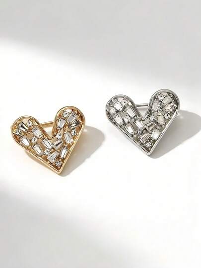 2枚复古心形金属胸针，翻领别针，牛仔外套，背包装饰，学生派对礼物，运动安全别针，束腰带