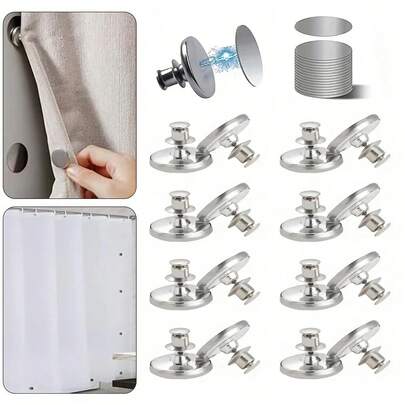 Bộ kẹp từ tính kim loại - Kẹp rèm, kẹp rèm từ tính cản sáng cho rèm phòng khách, nhà bếp và phòng tắm, khóa từ tính tự chế, thiết bị chống nhìn trộm, lực hút mạnh mẽ cho quần áo, rèm cửa, rèm tắm, khóa may, nhãn dán tường.