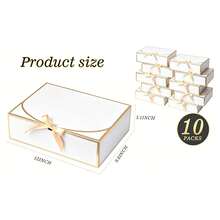 10pcs Black & White Gift Boxes With Gold Trim Lids And Ribbons, Suitable For Weddings, Packaging, Gifts, Birthdays, Valentine's Day, Parties - View 7