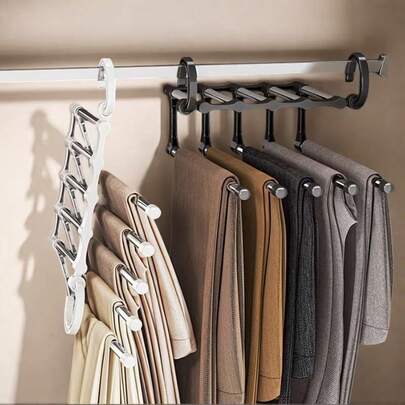 Rak Seluar Asas, Rak Seluar Almari Pelbagai Fungsi untuk Rumah dan Asrama, Penyangkut Seluar Pelbagai Lapisan Lipat Pelbagai Fungsi, Penyangkut Seluar Lancar Penyimpanan Artifak Keperluan Harian, Klip Seluar Lancar Ajaib Rumah Tangga Penyimpanan Almari Pakaian, Rak Seluar Keluli Tahan Karat Pelbagai Fungsi Penyangkut Anti-Slip Rak Seluar Lancar Rumah