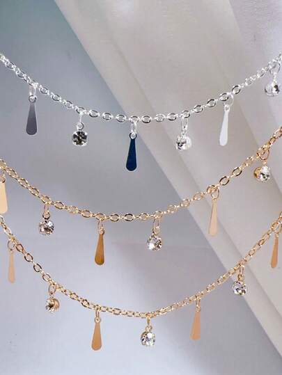 1m Cadena de cristal apilada DIY, decoración de cabeza de cadena con estilo de gota de agua, material de joyería DIY para ropa, collar, pulsera