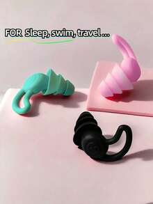 2pcs/1 Pair Reusable Silicone Earplugs, Waterproof Noise-Proof Earplugs For Swimming, Sleeping, Snoring, Study, Music Concerts, Outdoor Travel, Industrial Work, Comfortable For Men And Women, Heart-Shaped Design - Multicolor - View 8