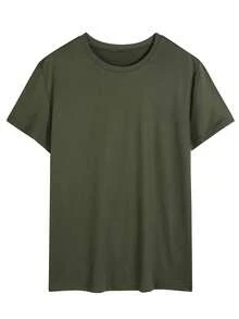 Set de 4 camisetas de manga corta de cuello redondo de unicolor casual para hombres, para verano - Multicolor - Ver 5