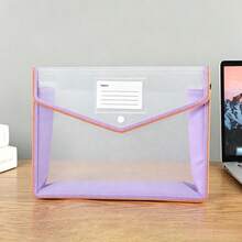 33*25*7cm File Folder, Buckle Macaron Transparent 3D File Bag, FC Large Capacity, Textbook Document Bag, Test Paper Storage Bag, Multi-Color Options, Accordion Office Contract Document Storage Bag, Student Test Paper Bag, Waterproof Storage Bag - Document Bag - View 8