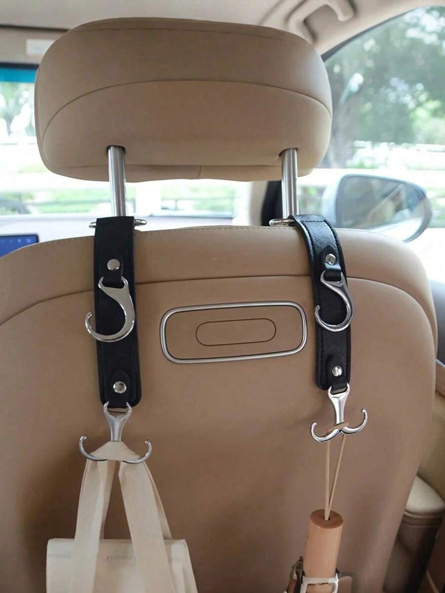 Gancho para coche, gancho de actualización para respaldo de asiento de coche, gancho de almacenamiento de bolsa para asiento trasero del coche, 1 pieza de gancho de asiento de coche de cuero de PU y metal, un organizador de coche práctico para mantener el asiento trasero ordenado - Hecho de material de alta resistencia para un uso práctico; diseño oculto ahorra espacio; detalles refinados mejoran la experiencia del usuario. Puede colgar bolsas, ropa, paraguas, adecuado para sedanes, SUV, MPV y todos los modelos de vehículos.
