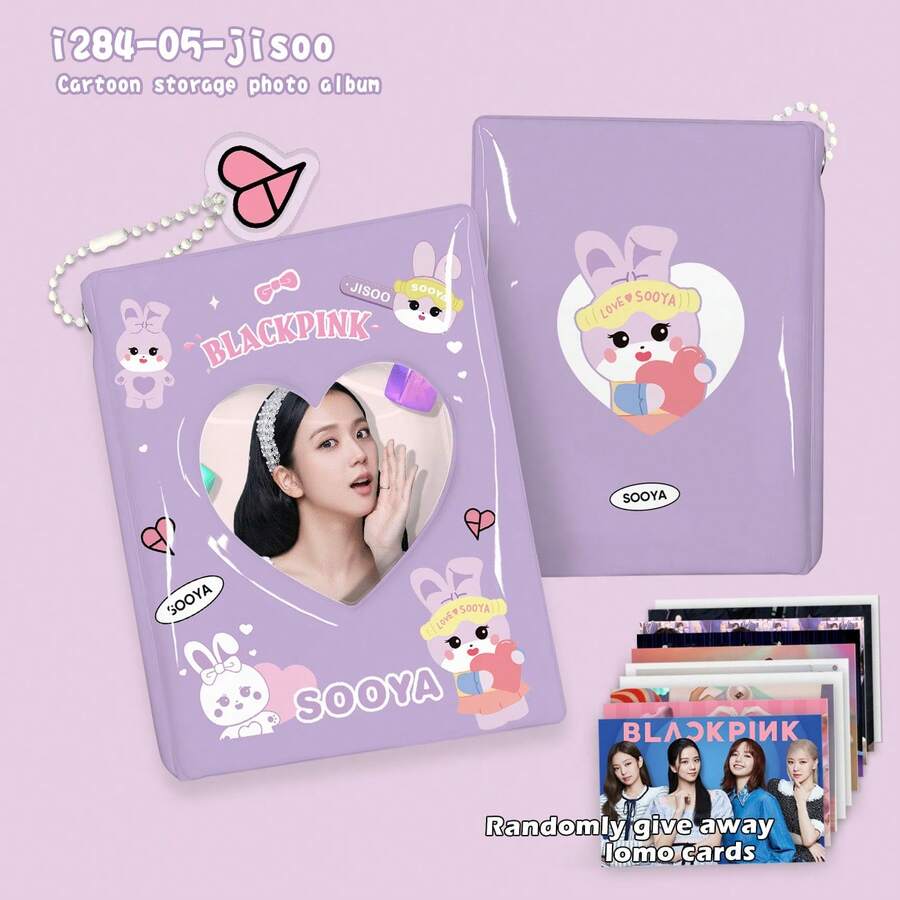 40 Pockets/3 Inch PVC Instant Photo Album, K-POP Fan Merchandise, Limited Edition Fan Goods, ENEMY Photo Card, Sticker, Holiday Gift, 1 Slot Card Collecting Box, Album, Can Hold Up To 40 Cards Of Various Types, High-Quality 3 Inch Instant Photo Card Collection Album, Heart-Shaped Mini Album, 40 Pockets Korean Pop Music Card Album, Cute Cover Collector's Album, Suitable For Instant Photos And Idol Cards - Multicolor - View 1