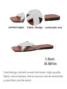 2026 New Flat Slide Sandals/Solid Color, Flat Design, Exquisite Pearl & Starfish Decor On Upper, Slip-On Style, Easy To Wear & Clean, Elegant & Refined, Fashion Versatile, Suitable For Daily Wear, Shopping, Dating, Vacation, Travel - Brown - View 9