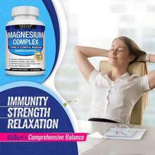 Magnesium Complex Supplement 8 Elemental 1000mg - Magnesium Glycinate, Citrate, Malate, Taurate, Chelated For Easy Absorption For Bones, Muscle, Recovery, Energy, Vegan Non-GMO 90 Capsules - 1 - 查看 4