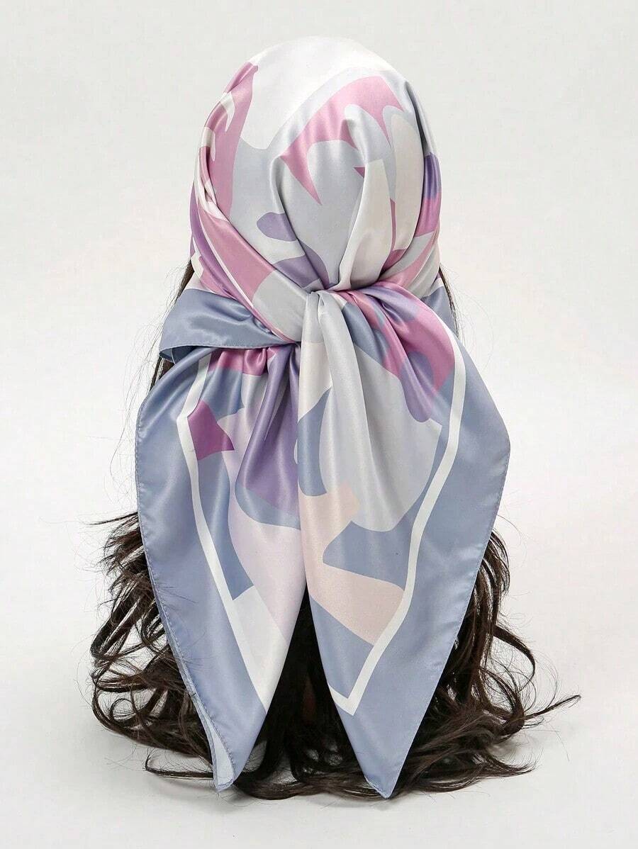 1pc Simple Printed Bandana For Women, Versatile Scarf/Belt/Bag Accessory, Fashionable Headscarf Bandana,Hair Band,Head Band Ideal For Dressing Up Your Look - 彩色 - 查看 1
