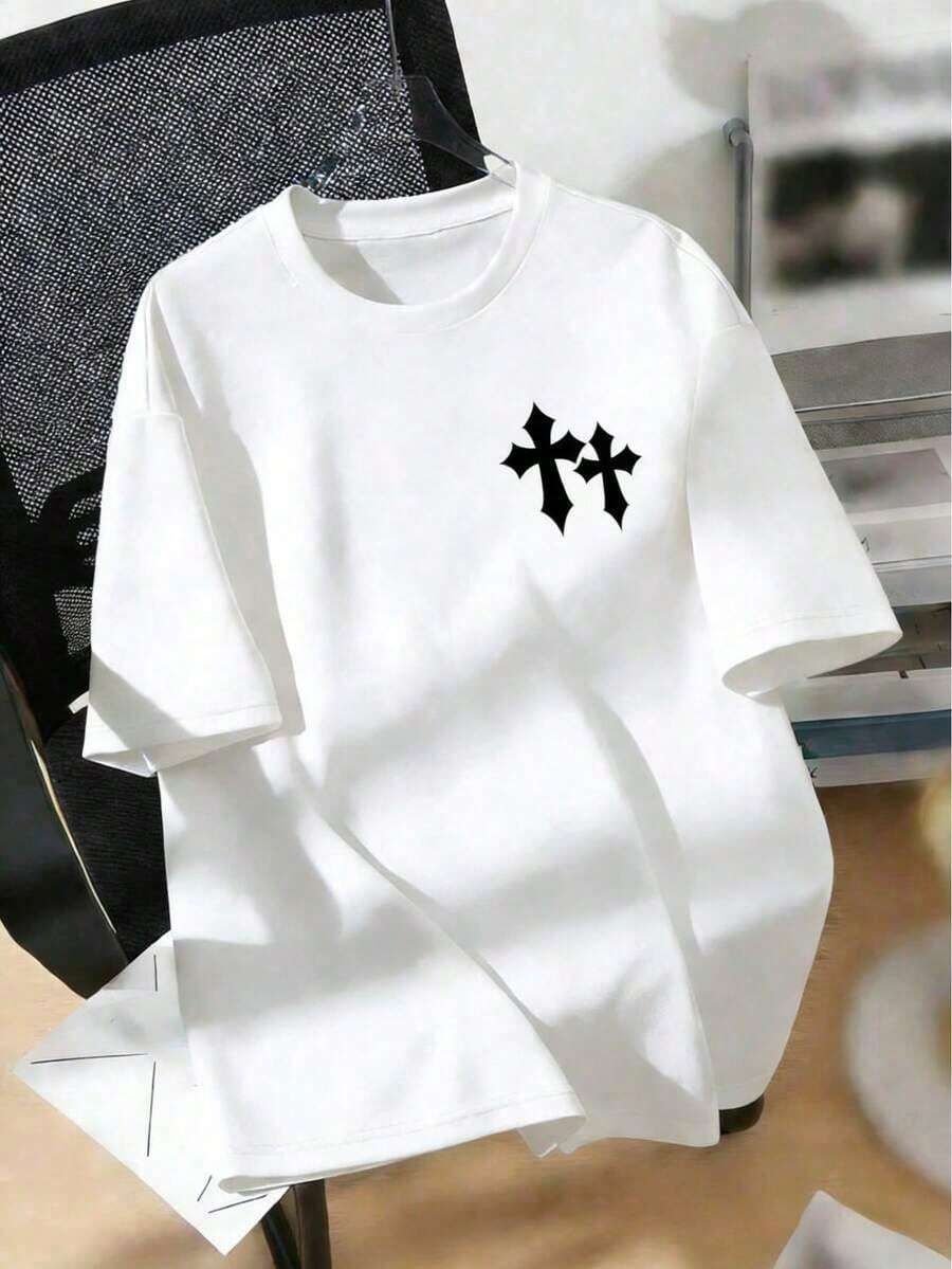 Camiseta hombre cuello redondo y manga corta. Estilo casual con estampados modernos y cómodos. Para hombres y mujeres, estilo de pareja, camiseta de manga corta con estampado moderno - básica y versátil.