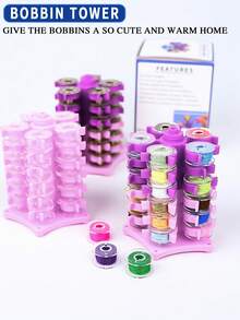 1pc Pagoda-Shaped Bobbin Storage Box Or Set Includes Bobbin Tower And Bobbins, Very Creative And Practical, Can Store Regular Plastic Or Metal Bobbins, Multi-Functional Sewing Machine Bobbin Winder Tower, Bobbin Storage Tool, Sewing Accessory - A - View 11