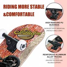 sefulim Monopatín Completo de 31 x 8 Pulgadas, Capas de Arce Canadiense, Doble Patada, cóncavo, Crucero, monopatín para niños, niñas, Adolescentes, Adultos, Principiantes - Muro de motocicletas - Ver 6
