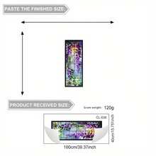 复古紫藤花彩绘玻璃窗膜，免胶静电吸附隐私膜，适用于门、窗、厨房、客厅和卧室。 - 靜電磨砂膜 - 查看 3