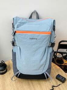 1 pieza Mochila de senderismo para hombre de gran capacidad, ligera, de nailon con bloqueo de color y cierre de cremallera, para actividades al aire libre y uso diario - Multicolor - Ver 6