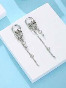 1 Pair Y2K Punk Rock Gothic Avant-Garde Dangle Chain Earrings Personalized Women's Fashion Party Accessories Gift Versatile Casual Earrings For Everyday Wear - 耳環 - 查看 7