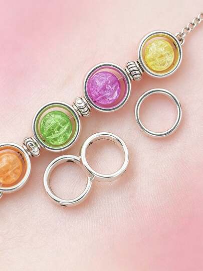 30pcs Round Bead Frames With Holes, Double-Hole Round Rings, Alloy Spacer Beads, Pendant Frames, Bead Spacers, Hand-Woven DIY Jewelry Making, Necklaces, Bracelets, Earring Connectors, Accessories For Jewelry Making, Ideal Gifts