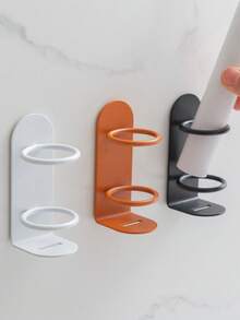 1pc No Drill Electroplated Iron Wall Mounted Suction Cup Toothbrush Holder, Bathroom Toothbrush Storage Rack - Black - View 5