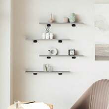 vidaXL Wandregale 4 Stk. Grau Sonoma 60x10x1,5 Cm Holzwerkstoff - Grey - View 3