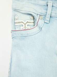 Flattering Flared Denim Pants With Decorative Pockets For A Unique Look. - Sky Blue LMKF82010guion1 - View 6