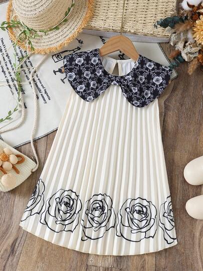 Girls' Summer Ditsy Floral Peter Pan Collar Ditsy Floral Dress