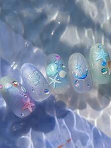 1pc 5D Exquisite Summer Sea Series Nail Art Stickers Cartoon Colorful Shell Fish Manicre Decorations Decals Accessories DIY - Multicolor - View 6