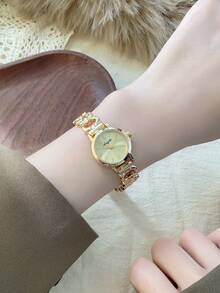 1pc New Elegant Casual Women's Watch, Retro Gold-Tone, European And Middle Eastern Style - Gold - View 4