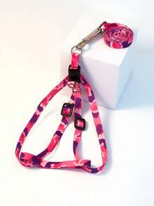 1件装宠物牵引绳，适用于小型动物，猫咪牵引绳套装，兔子胸背带，小型动物牵引绳，迷你印花胸背带套装 - 彩色 - 查看 21