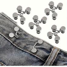 6pcs Adjustable Jeans Buckle Set, Convenient And Quick Storage, Seamless Metal Belt Clip, Suitable For Women'S Pants, Fast Buckle Tight Design, Multi-Functional Silvery Gray Buckle Set - Advanced Fixing Buckle - View 2