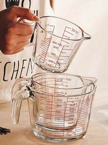 1pc Heat-Resistant Glass Measuring Cup, Clear Markings, Ergonomic Non-Slip Handle; Shock-Resistant, Durable; Suitable For Baking, Cooking, Ingredient Mixing, Essential Kitchen Tool For Home Cooking And Baking Enthusiasts - Multicolor - View 5