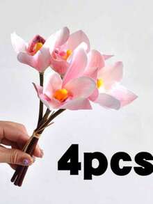 1pc/4pcs Set Artificial Orchid Potted Plants, Home Hotel Decor, Valentine's Day, Birthday, Graduation Gift, Home Decor, Back To School Supplies, Artificial Plants, Roses, Art, Flower Bouquet, Floral, Artificial Flowers, Dining Table Centerpiece, Flowers, Artificial Flowers For Decor, Wedding Decor, Wedding Flowers - Multicolor - View 15
