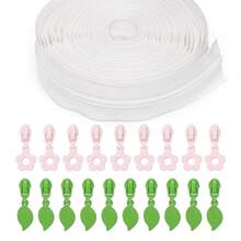 10个粉色花朵拉链拉片 + 10个叶子拉链拉片 + 177英寸5号尼龙拉链，花叶组合拉链套装，适用于服装和包袋DIY拉链更换 - 5#nl+HDP - 查看 10