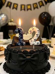 black-white-bow-tie-numeral-0-9-birthday-anniversary-party-cake